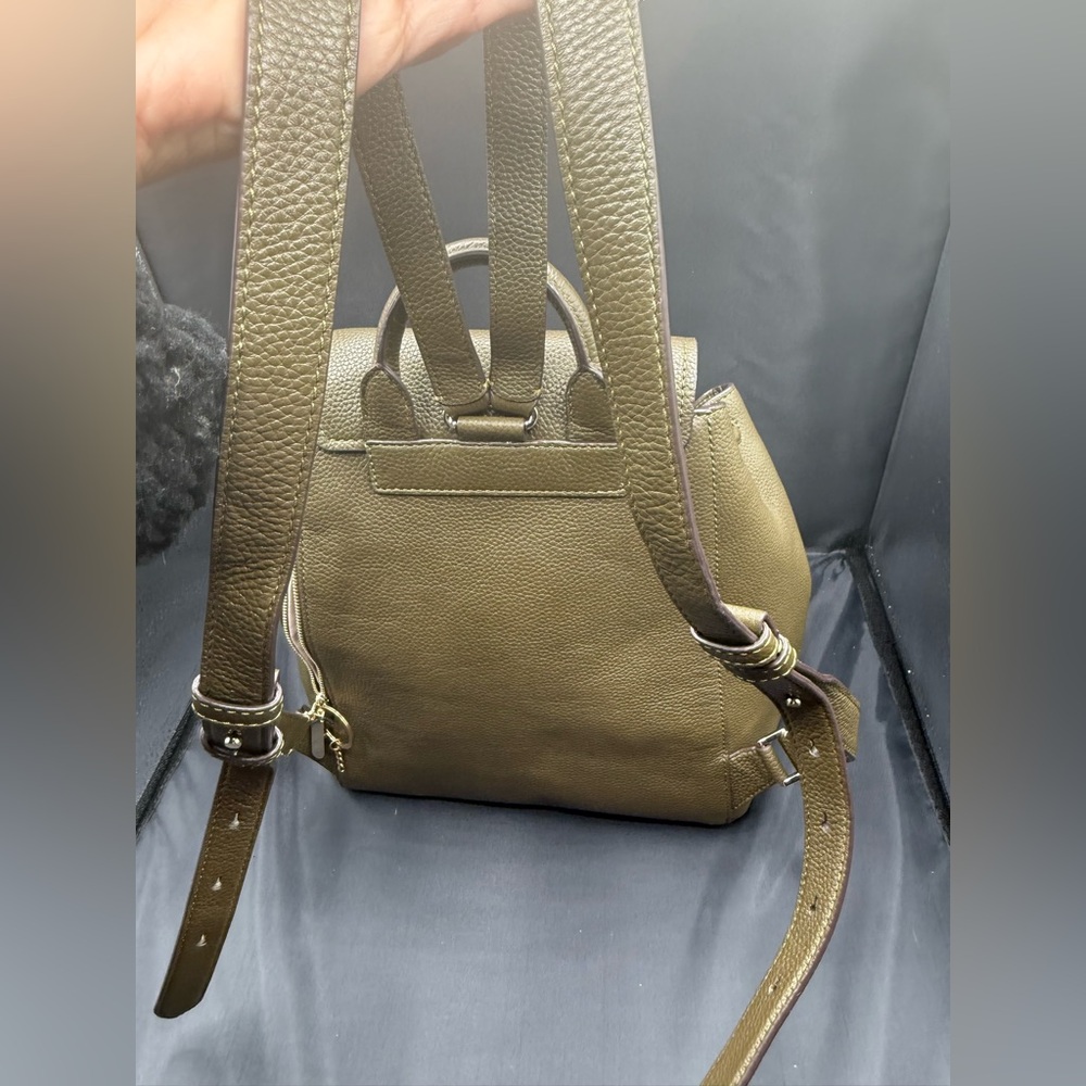 Kate Spade olive green New York sinch pebbled leather backpack - Picture 12 of 13